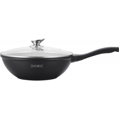 Westinghouse Poêle wok - Poêle wok 30 cm avec revêtement antiadhésif -  Couvercle en verre - Marbre Noir
